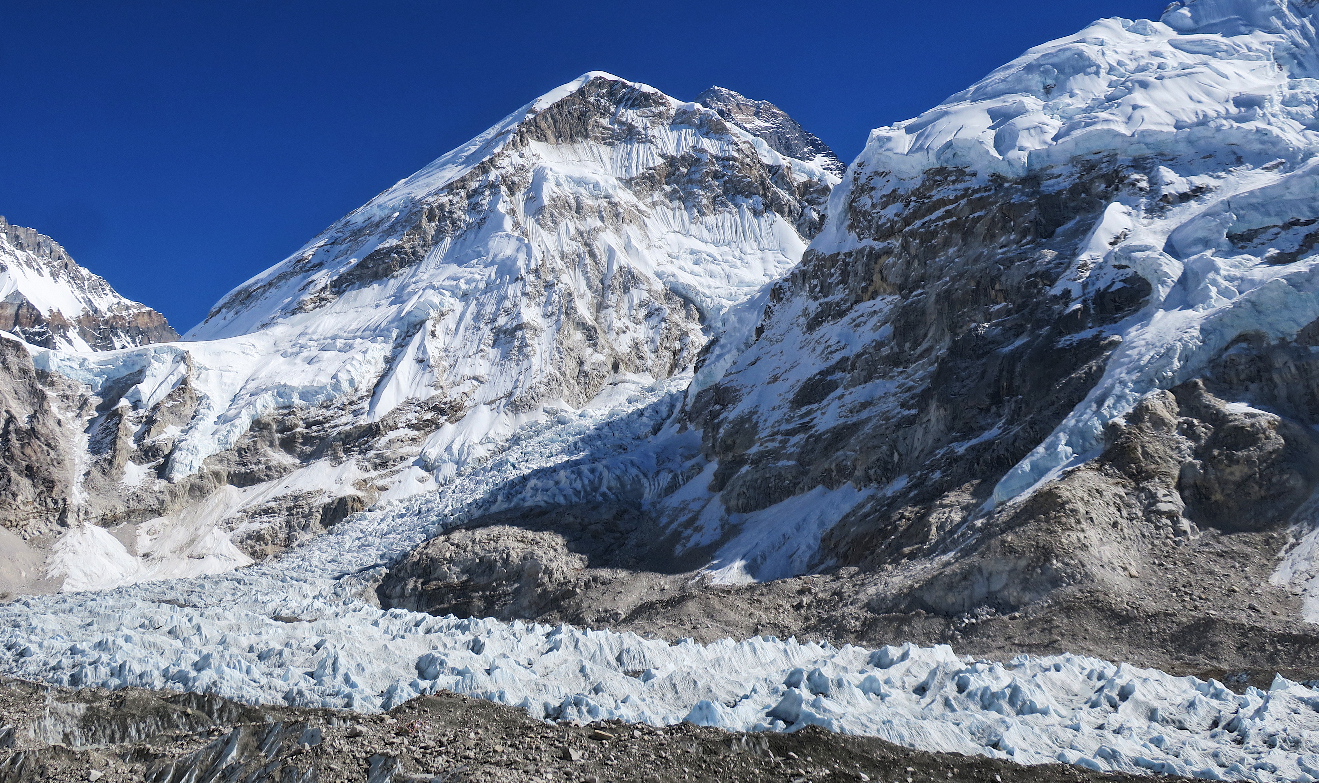 The Khumbu Ice Fall is the most dangerous part of climbing Everest. It is best to enjoy it from a safe distance.