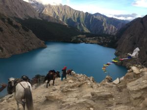 View of Shey Phoksundo and Ringmo from the north side of the lake.